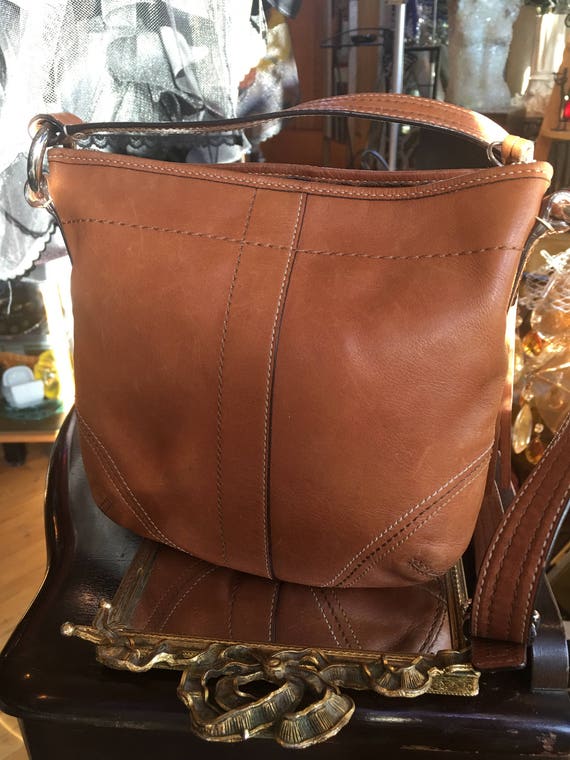 Vintage Caramel Leather Coach Handbag - image 3