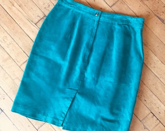 Retro Teal Suede Skirt Fully Lined