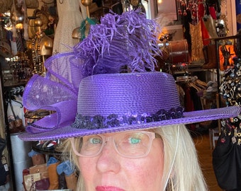 Vintage Kentucky Derby Purple Straw Hat