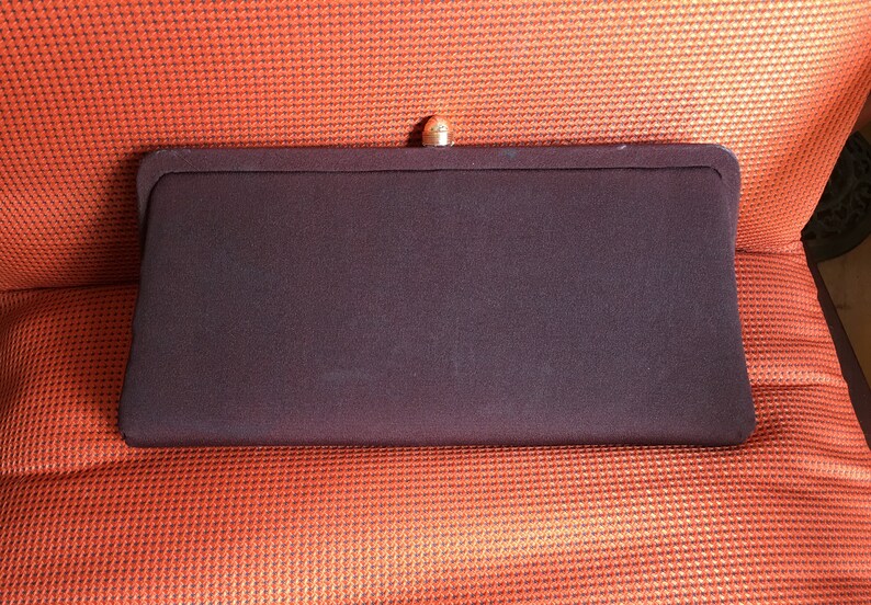 Vintage Brown Clutch with Brown Satin Bow Evening Bag Prom Purse image 3