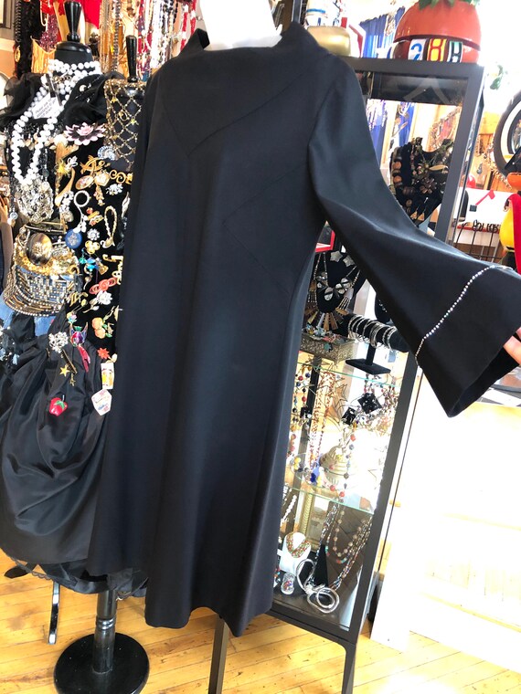 70’s Vintage Black and Rhinestone Dress - image 4