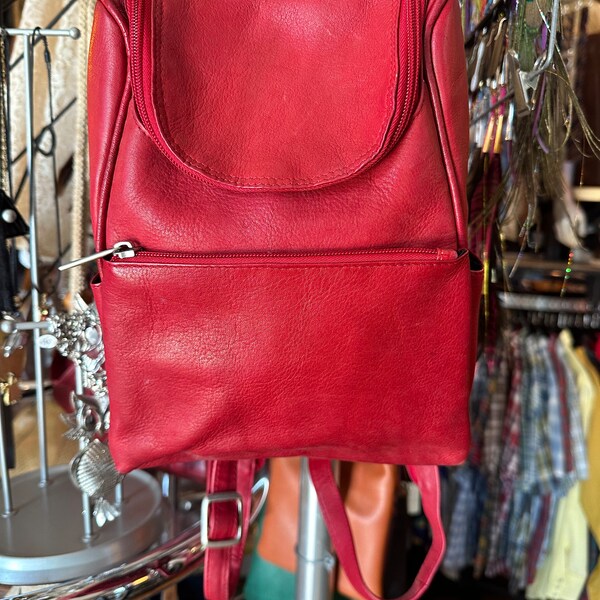 Red Backpack Purse Etsy