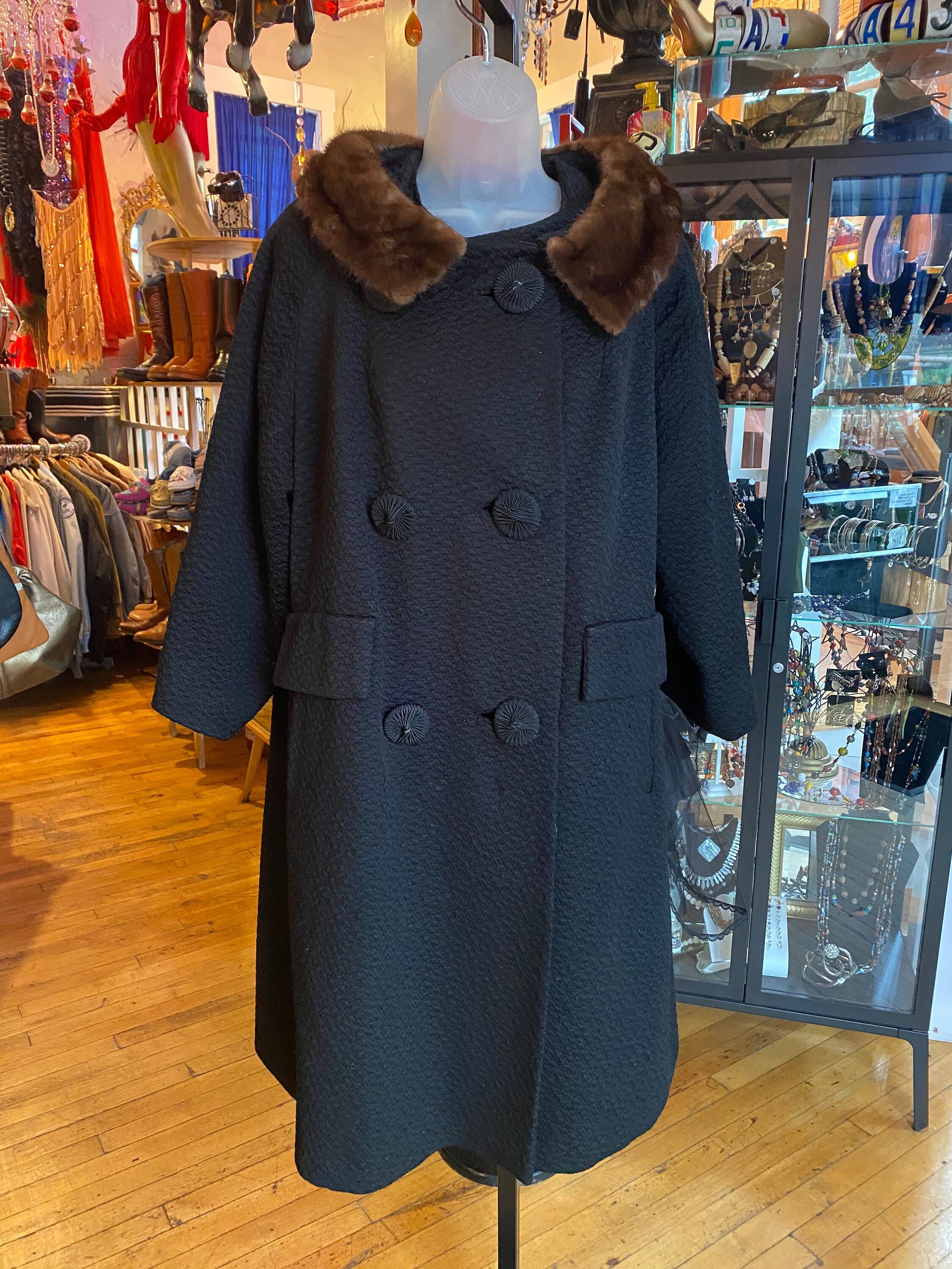 vintage black wool coat