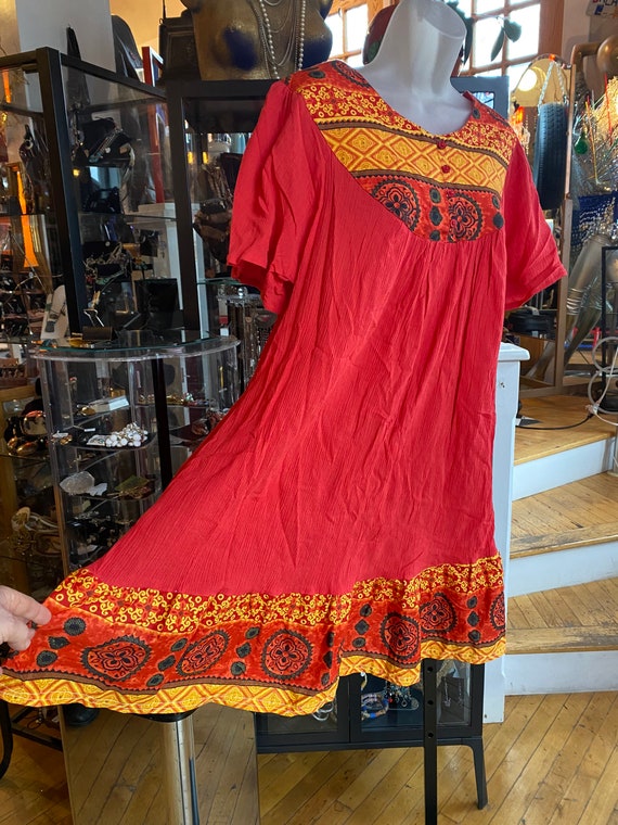 90’s Boho Red Tunic or Short Dress - image 1