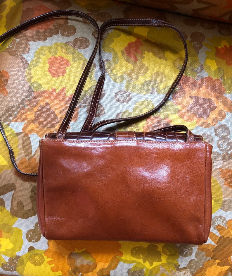 Vintage Brown Leather Crossbody Handbag Made in Italy