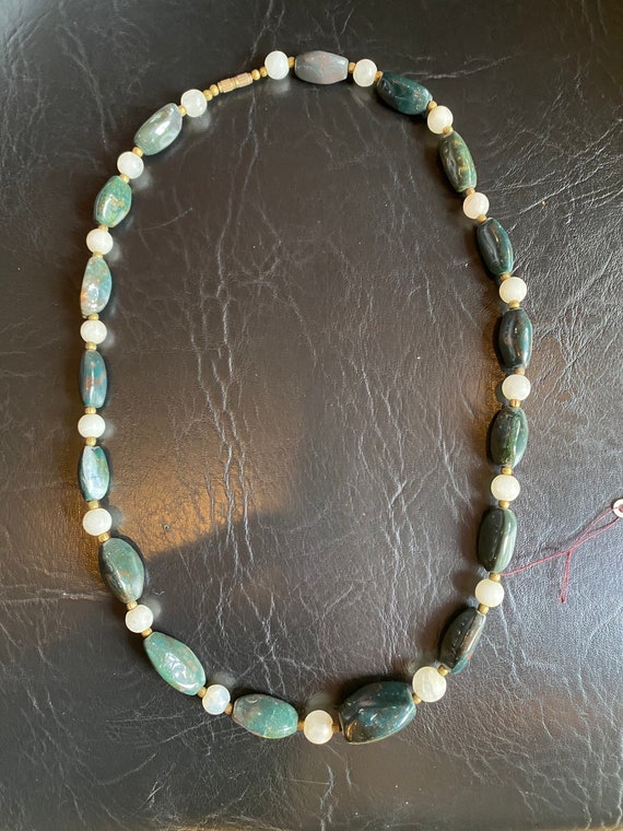 80’s Boho Bloodstone Necklace - image 1