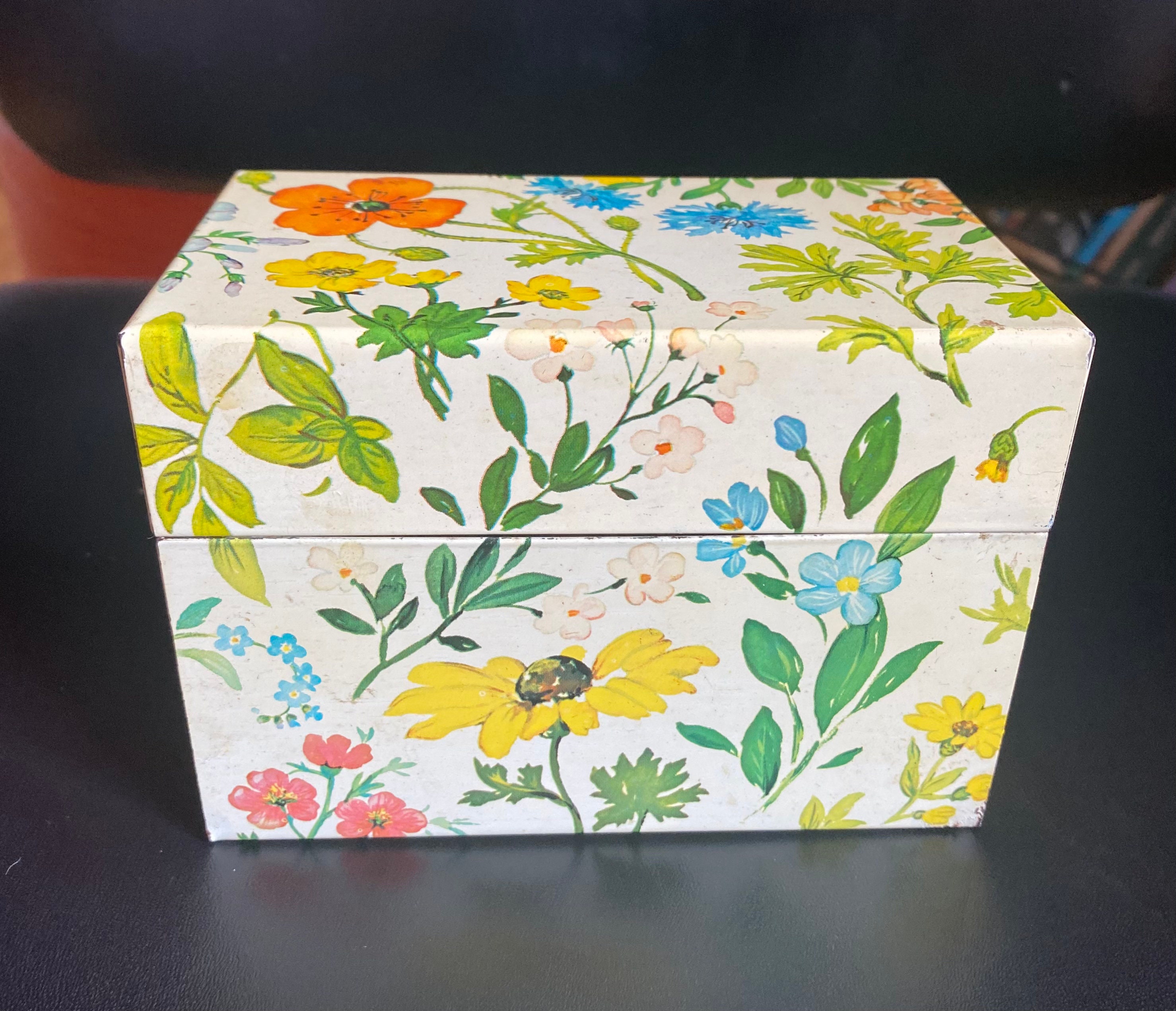 Vintage HALLMARK Colorful Metal Recipe Box with Floral Print Etsy