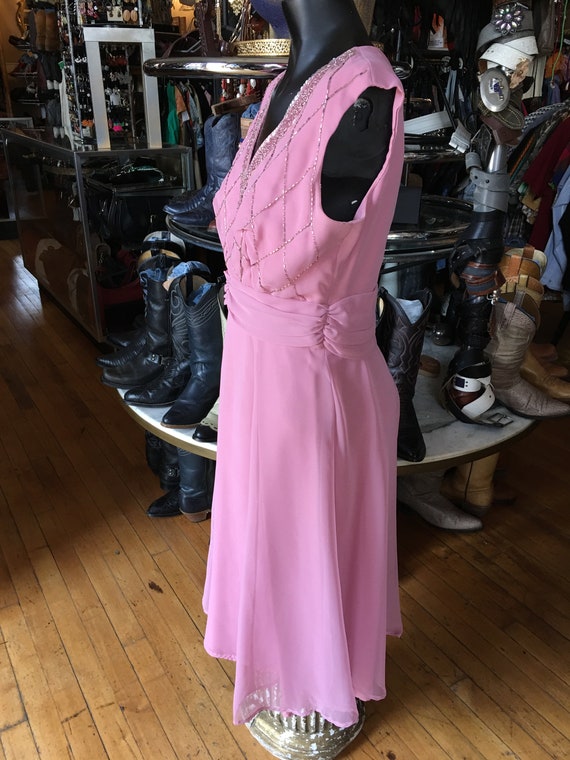 Vintage Pink Dress Beaded and Sequined Dress - image 4