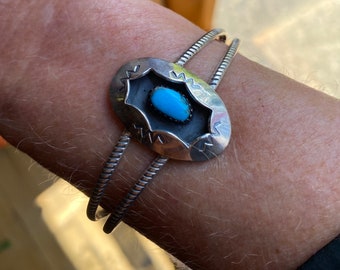 80’s Vintage Sterling Silver and Turquoise Cuff Bracelet