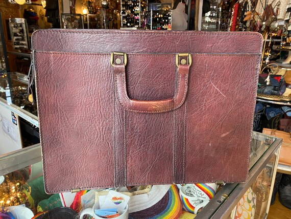 70’s Vintage Dark Brown Leather Briefcase Messeng… - image 4