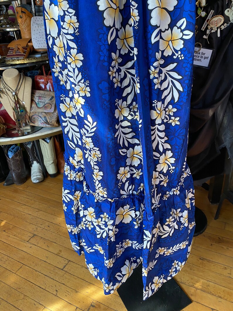 80\u2019s Retro Hawaiian Long Cotton Mumu Dress