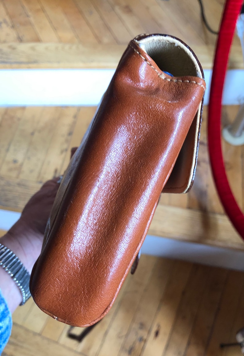 Vintage Brown Leather Crossbody Handbag Made in Italy