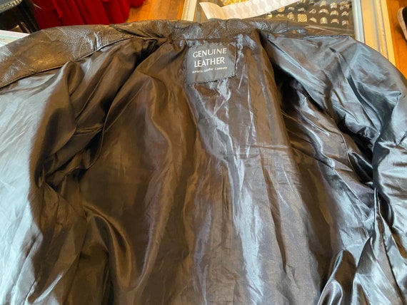 Vintage Black Patchwork Leather Coat - image 7
