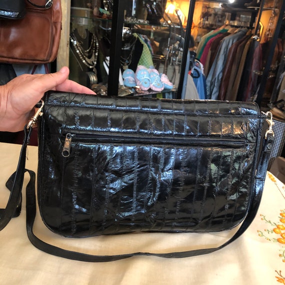 Black Eel Skin Crossbody Handbag - image 4