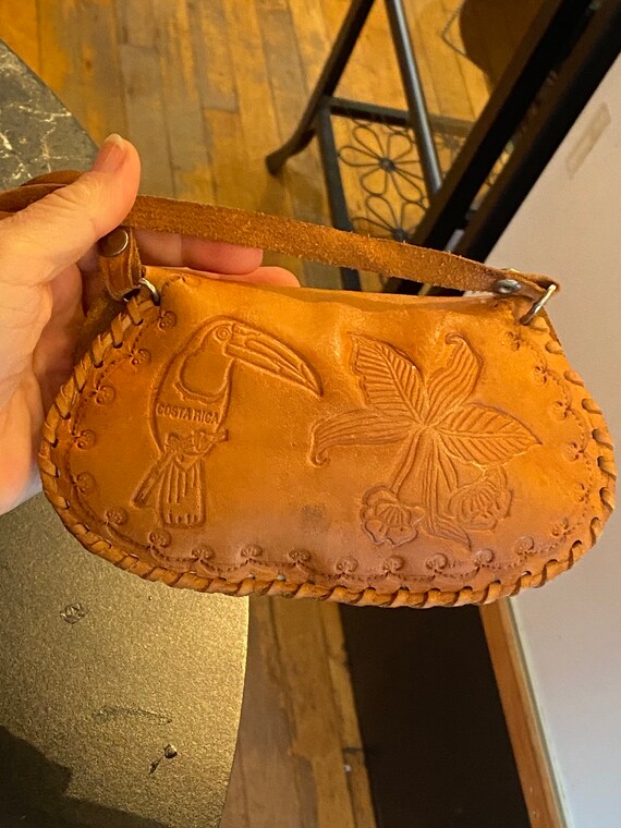 80’s Boho Costa Rica Souvenir Hand Tooled Leather… - image 4