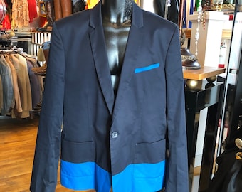 Men’s 90’s GUESS Navy and Cobalt Blue Blazer, Sport Coat, Jacket, Men’s Size XL