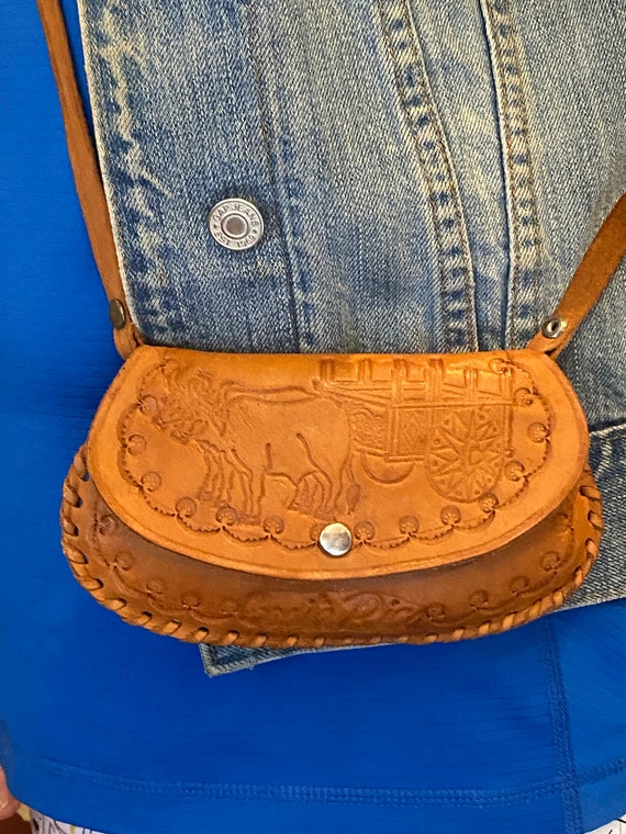 80’s Boho Costa Rica Souvenir Hand Tooled Leather… - image 2