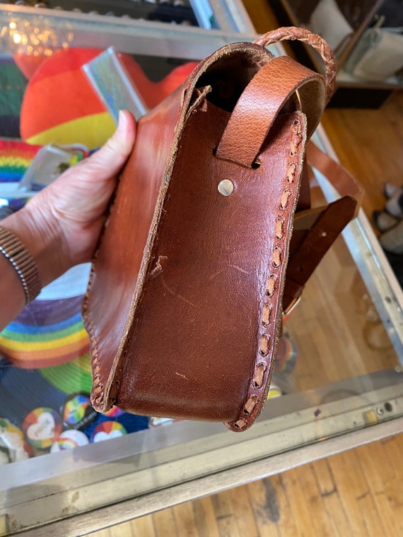 70’s Vintage Hand Tooled Leather Bag - image 5