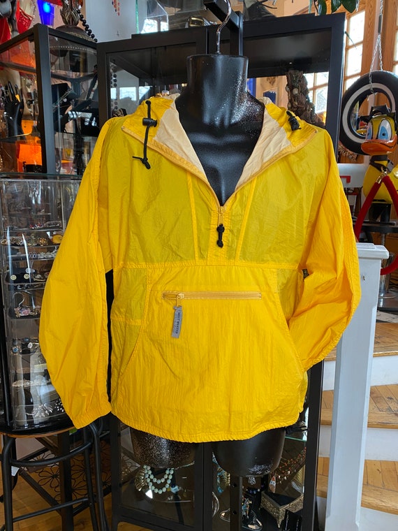 90's Vintage Yellow Nylon Pullover Wind Breaker Jacket