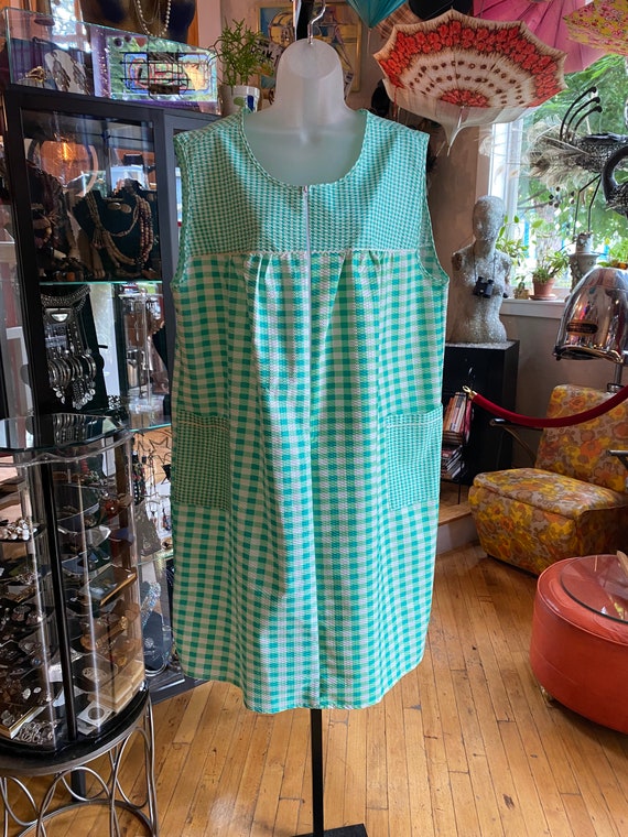 70’s Vintage NOS Green Gingham Nightgown or Day Dr