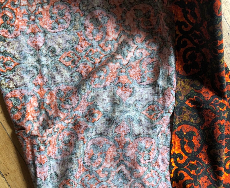 Orange Green Yellow and Black Designs Vintage Fabric for Crafting