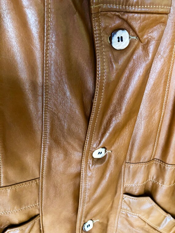 Vintage Men’s Caramel Color Leather Union Jacket - image 3