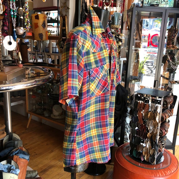 Authentic 70’s Western Plaid Shirt Medium - image 3