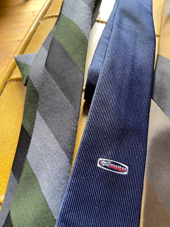 1960s polyester rayon skinny self tie neckties lo… - image 2
