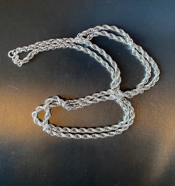 70’s Retro Silver Metal Chain Necklace 54” - image 5