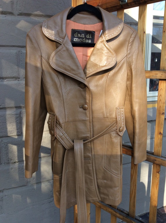 80's long leather trench