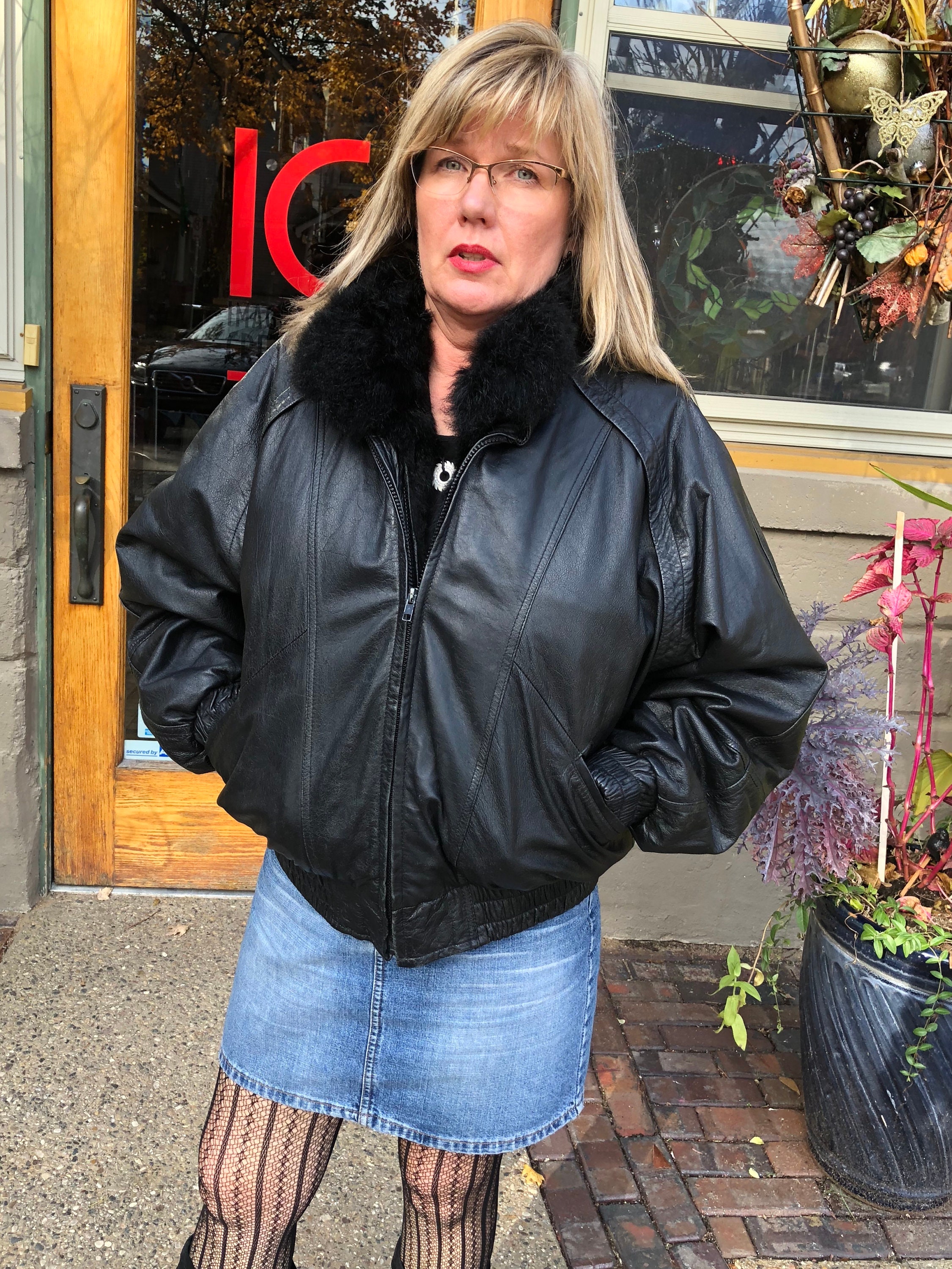 Fur and Leather Coat - Etsy