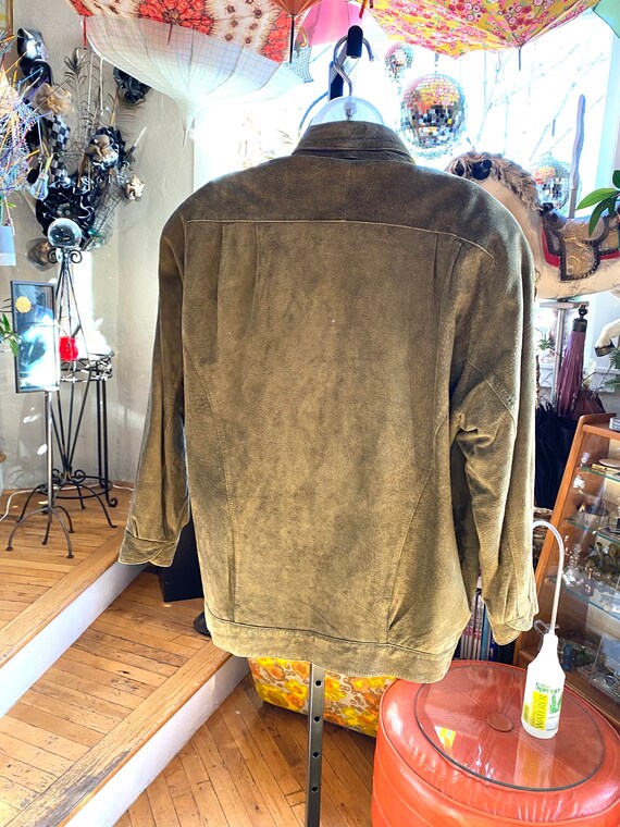 80’s Vintage Olive Green Suede Lined Jacket Women… - image 3