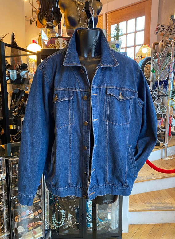 Authentic Vintage Blue Denim Jean Jacket Mens XL