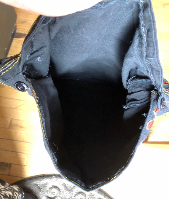 Boho Black Cotton Crossbody Handbag with Metallic… - image 7