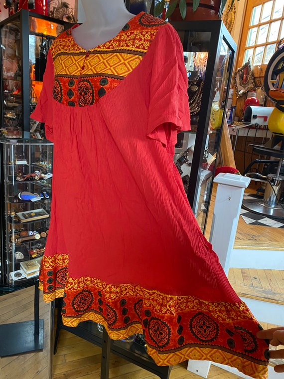 90’s Boho Red Tunic or Short Dress - image 2