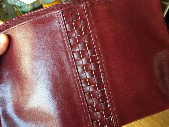 Vintage Burgundy Leather Clutch Dark Red Leather … - image 5