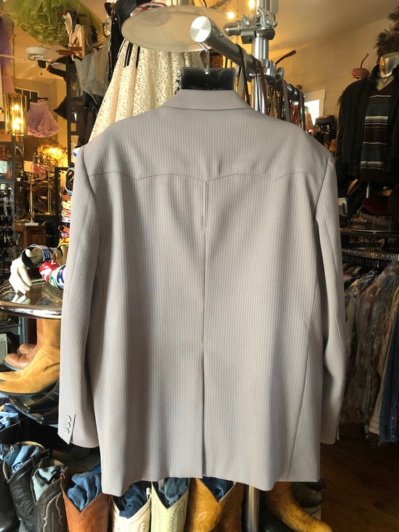 Vintage Men’s Western Grey Polyester Suit Jacket … - image 5