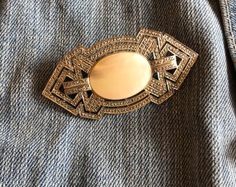 Vintage Mother of Pearl Silver Pin Brooch