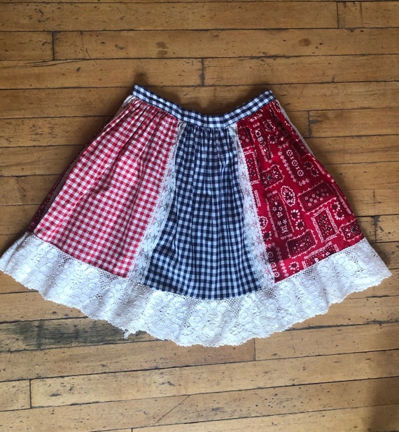Vintage Western Handmade Bandana and Lace Skirt, … - image 1
