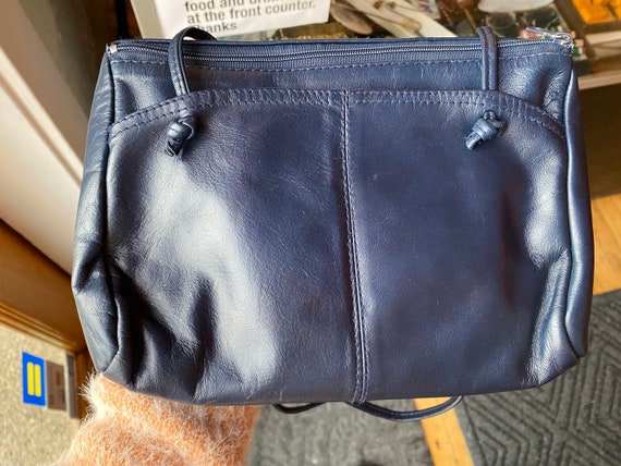 Authentic Vintage Small Navy Blue Vegan Leather B… - image 3