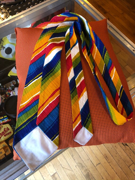 70’s Vintage Blues, Orange, Red and Green Necktie - image 3