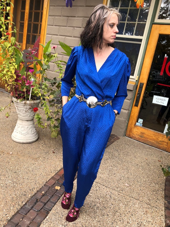 Vintage Women’s Blue Pantsuit Jumpsuit Romper