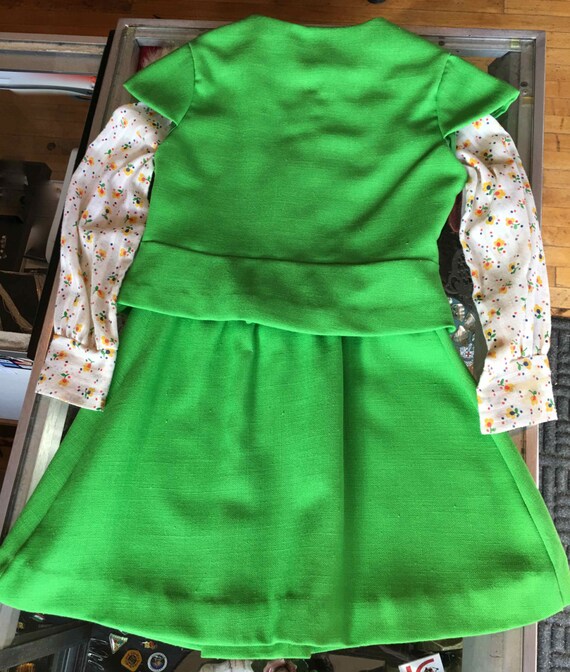 Vintage Green and Floral Child's Dress, 2 piece - image 2