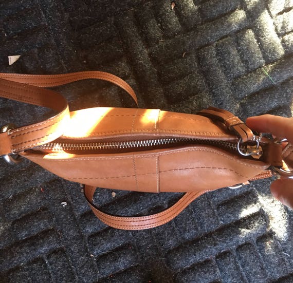Vintage Caramel Leather Coach Handbag - image 5