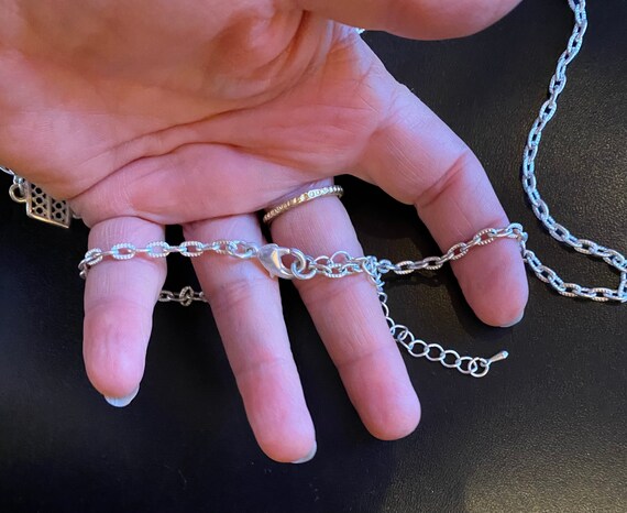 90’s Silver Metal Long Necklace - image 3