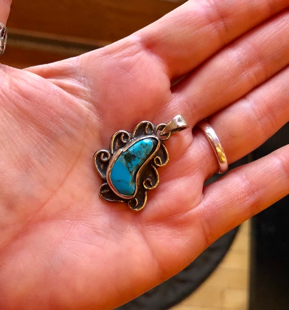Hand Crafted Sterling Silver and Turquoise Pendant