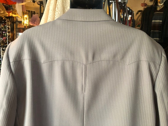 Vintage Men’s Western Grey Polyester Suit Jacket … - image 6