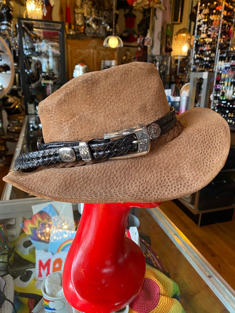 90\u2019s Boho BRIGHTON Black Leather Belt or Hat Band