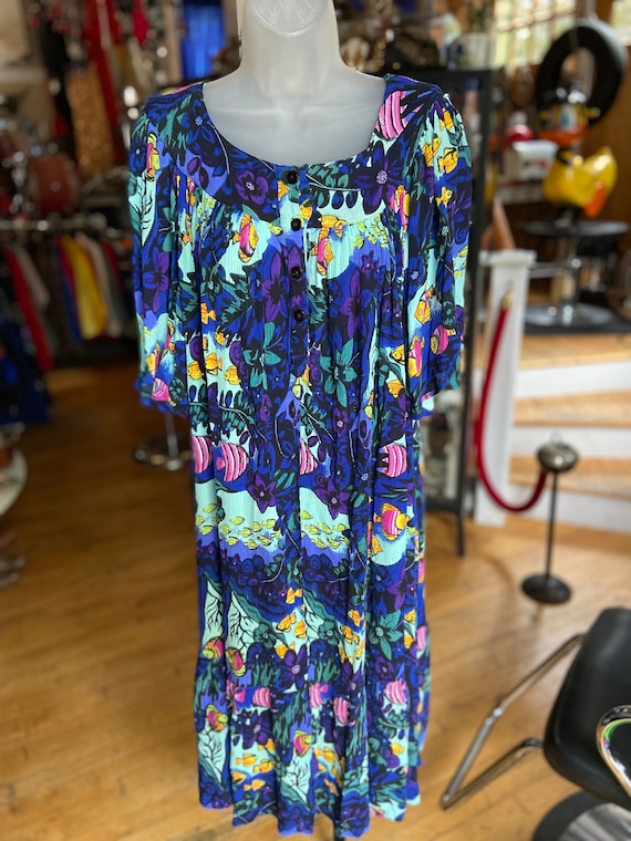 90’s tropical fish mumu lounge dress