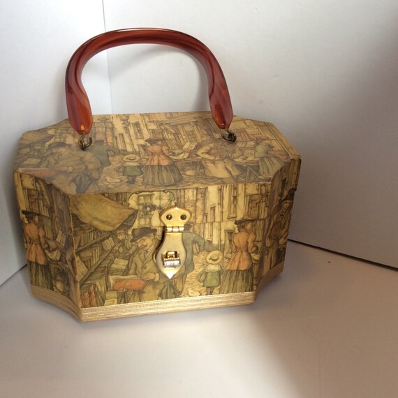 Lucite Handled Picturesque Purse